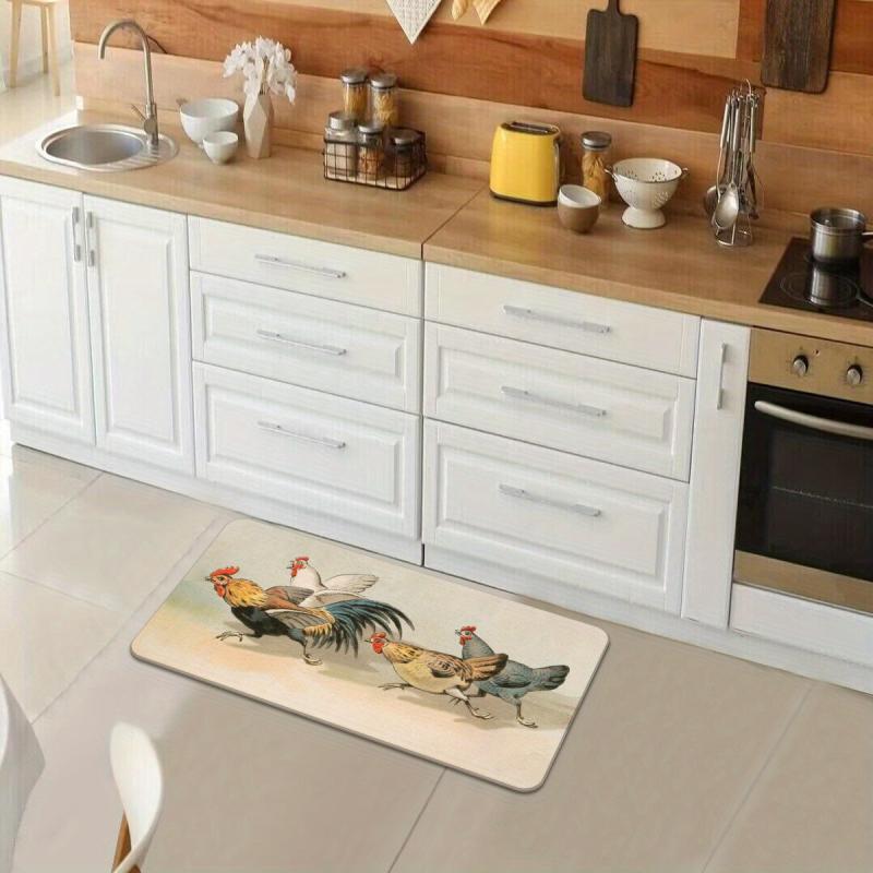 Soft Kitchen Rug Rooster Waterproof Non Slip Runner Absorbent Machine Washable