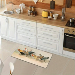 Soft Kitchen Rug Rooster Waterproof Non Slip Runner Absorbent Machine Washable