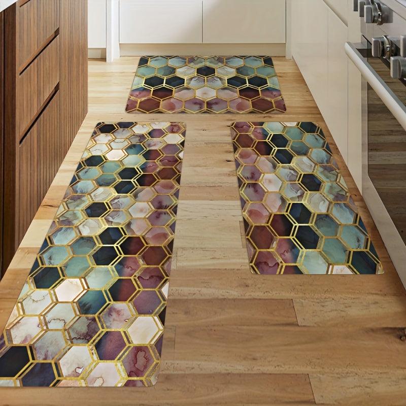 1pc 3D Hexagonal Kitchen Mat Ultra Soft & Non Slip