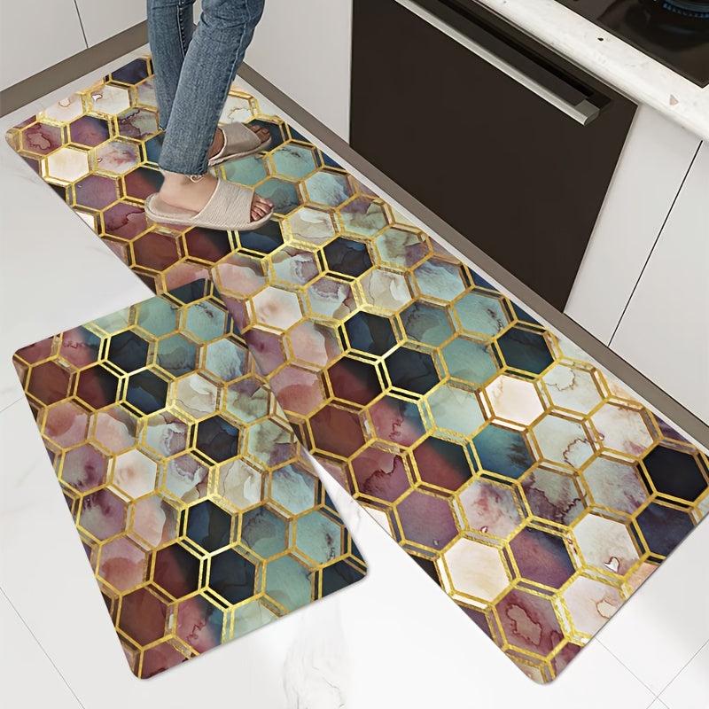 1pc 3D Hexagonal Kitchen Mat Ultra Soft & Non Slip