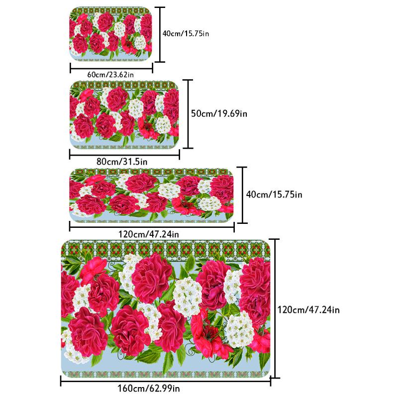 Flowers Pattern Runner Rug Living Room Carpet Anti-skid Bathroom Carpet