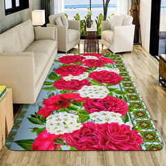 Flowers Pattern Runner Rug Living Room Carpet Anti-skid Bathroom Carpet
