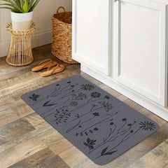 Floral Non Slip Waterproof Kitchen Mat Soft Proof Dirt Resistant