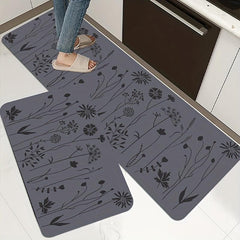 Floral Non Slip Waterproof Kitchen Mat Soft Proof Dirt Resistant