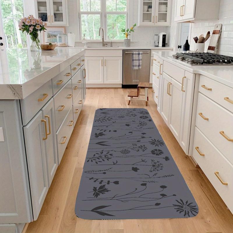 Floral Non Slip Waterproof Kitchen Mat Soft Proof Dirt Resistant