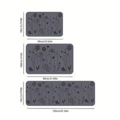 Floral Non Slip Waterproof Kitchen Mat Soft Proof Dirt Resistant