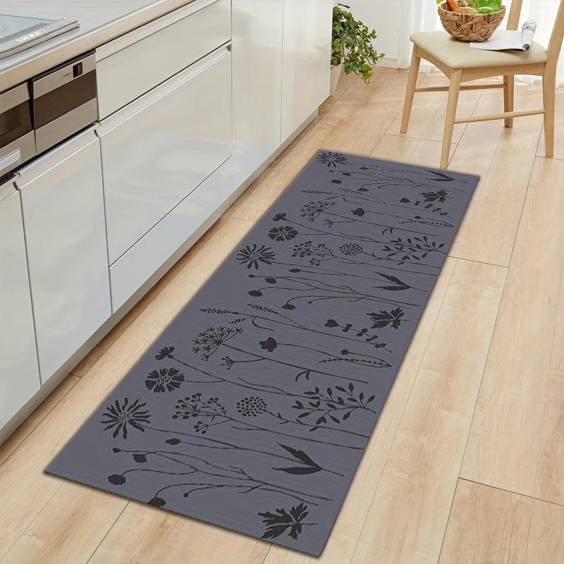 Floral Non Slip Waterproof Kitchen Mat Soft Proof Dirt Resistant
