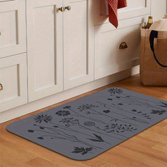 Floral Non Slip Waterproof Kitchen Mat Soft Proof Dirt Resistant