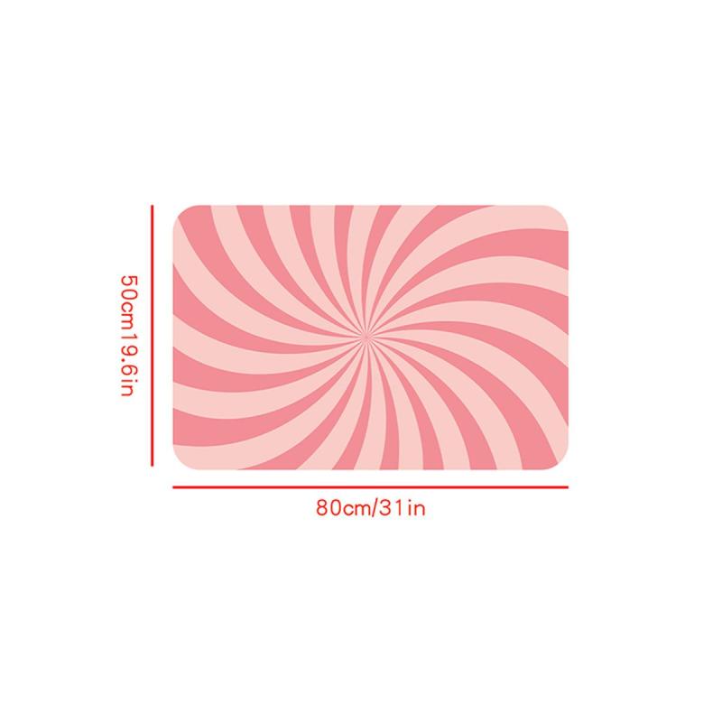 3D Line Crystal Fleece Carpet Pink Floor Mat