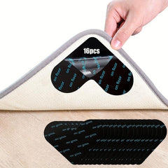 16pcs Non Slip Rug Grippers Double Sided Tape Rubber Corners Hold Down Stays