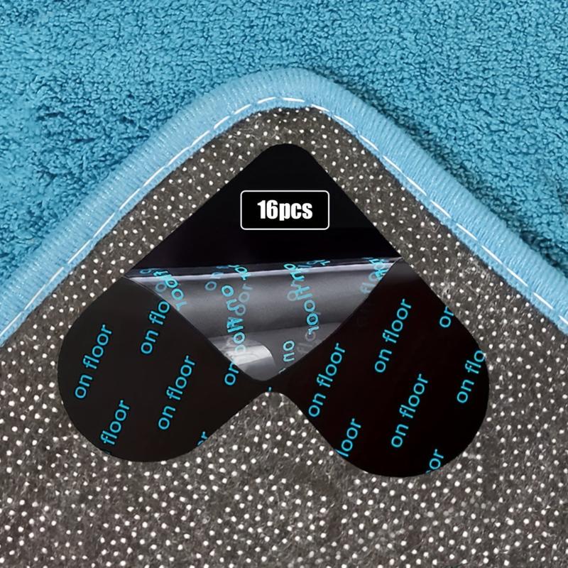 16pcs Non Slip Rug Grippers Double Sided Tape Rubber Corners Hold Down Stays