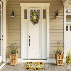 Sunflower Welcome Kitchen Rug Natural Doormat Outdoor Entrance Front Porch Door