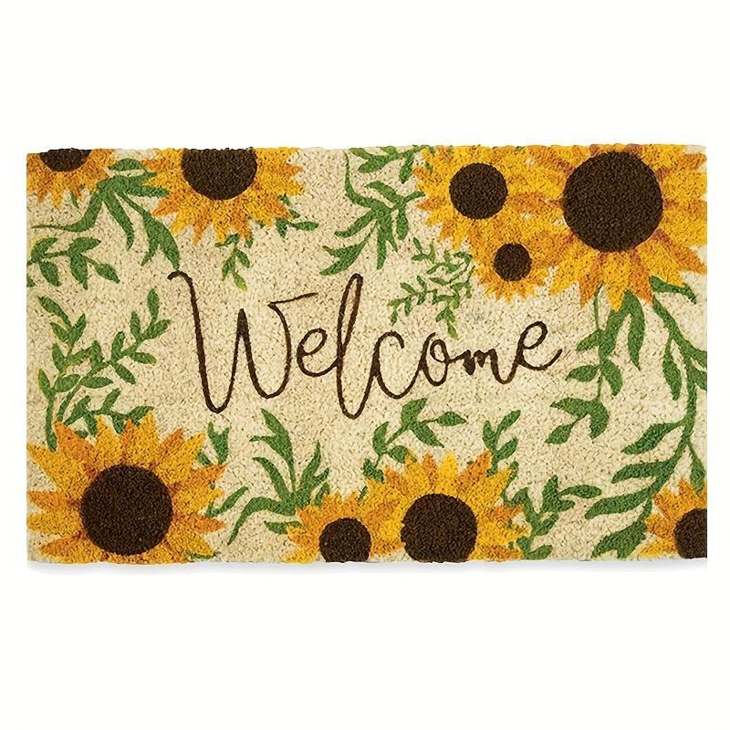 Sunflower Welcome Kitchen Rug Natural Doormat Outdoor Entrance Front Porch Door