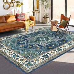 Vintage Boho Area Rug Non-Slip Stain Resistant Fluffy Carpet