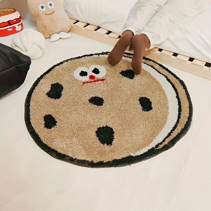 Fluffy Round Area Rugs Non-slip Soft Cookie Throw Rugs for Bedroom Living Room