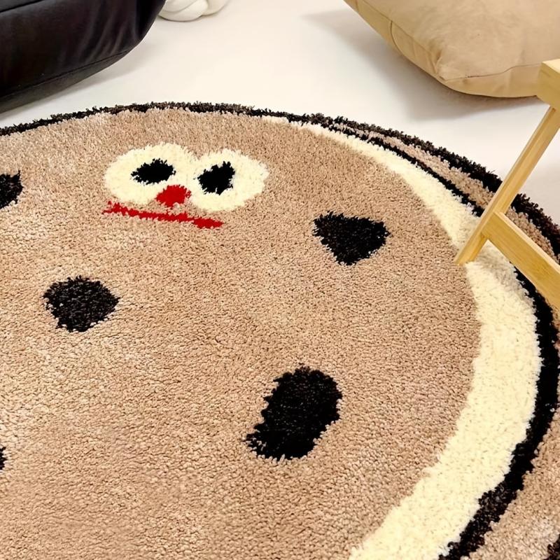 Fluffy Round Area Rugs Non-slip Soft Cookie Throw Rugs for Bedroom Living Room