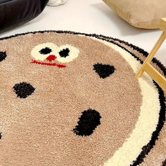 Fluffy Round Area Rugs Non-slip Soft Cookie Throw Rugs for Bedroom Living Room