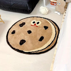 Fluffy Round Area Rugs Non-slip Soft Cookie Throw Rugs for Bedroom Living Room
