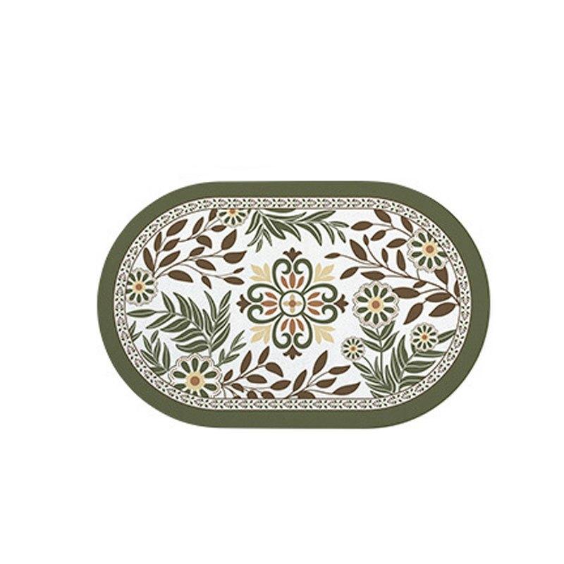 Vintage Floral Diatom Mud Bathroom Mat Water Absorbing Quick Drying