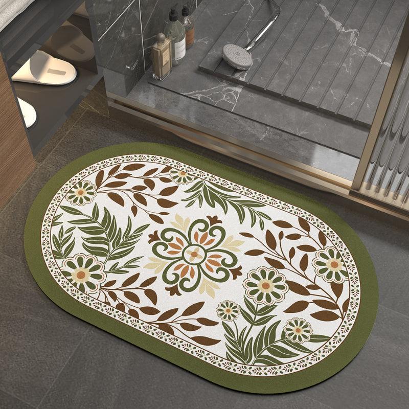 Vintage Floral Diatom Mud Bathroom Mat Water Absorbing Quick Drying