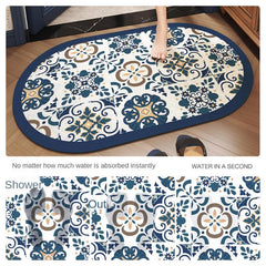 Vintage Floral Diatom Mud Bathroom Mat Water Absorbing Quick Drying