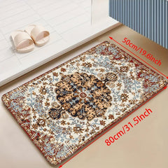 Vintage Boho Kitchen Floor Mat Non slip Waterproof Soft Rug Floral