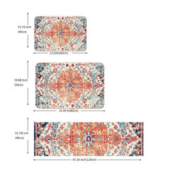 Vintage Boho Kitchen Floor Mat Non slip Waterproof Soft Rug Floral