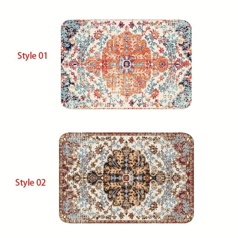 Vintage Boho Kitchen Floor Mat Non slip Waterproof Soft Rug Floral