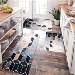 Geometric Kitchen Mat Anti Slip Polyester Carpet