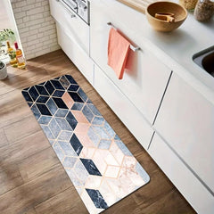 Geometric Kitchen Mat Anti Slip Polyester Carpet