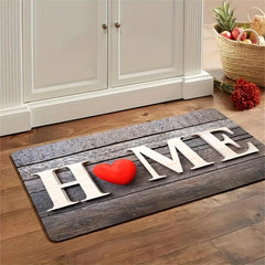 Modern Heart & Letter Graphic Floor Mat for Home Decoration