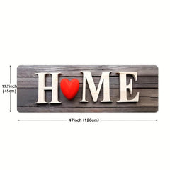 Modern Heart & Letter Graphic Floor Mat for Home Decoration