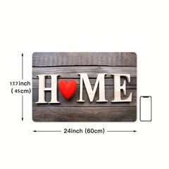 Modern Heart & Letter Graphic Floor Mat for Home Decoration