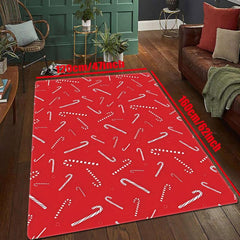 Christmas Kitchen Rug Red Candy Printed Carpet Water Resistant Runner Mat