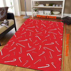 Christmas Kitchen Rug Red Candy Printed Carpet Water Resistant Runner Mat