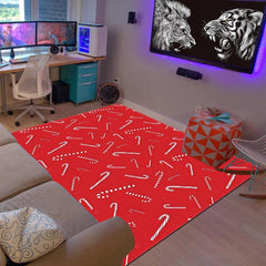 Christmas Kitchen Rug Red Candy Printed Carpet Water Resistant Runner Mat