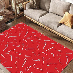 Christmas Kitchen Rug Red Candy Printed Carpet Water Resistant Runner Mat