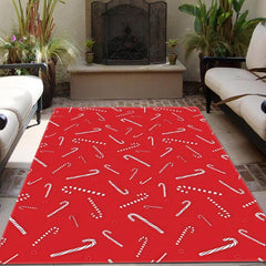 Christmas Kitchen Rug Red Candy Printed Carpet Water Resistant Runner Mat