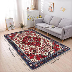 Boho Vintage Area Rug Faux Cashmere Persian Rug Non Slip TPR Backing