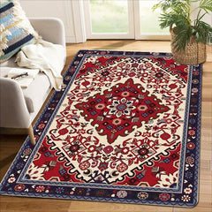 Boho Vintage Area Rug Faux Cashmere Persian Rug Non Slip TPR Backing