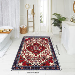 Boho Vintage Area Rug Faux Cashmere Persian Rug Non Slip TPR Backing