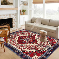 Boho Vintage Area Rug Faux Cashmere Persian Rug Non Slip TPR Backing