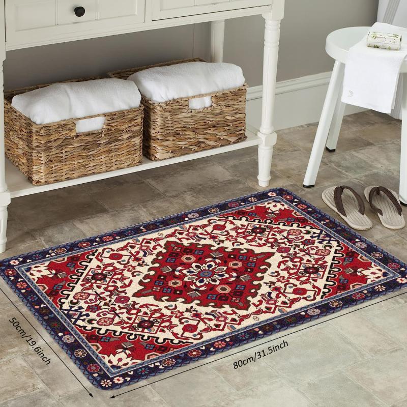 Boho Vintage Area Rug Faux Cashmere Persian Rug Non Slip TPR Backing