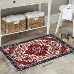 Boho Vintage Area Rug Faux Cashmere Persian Rug Non Slip TPR Backing
