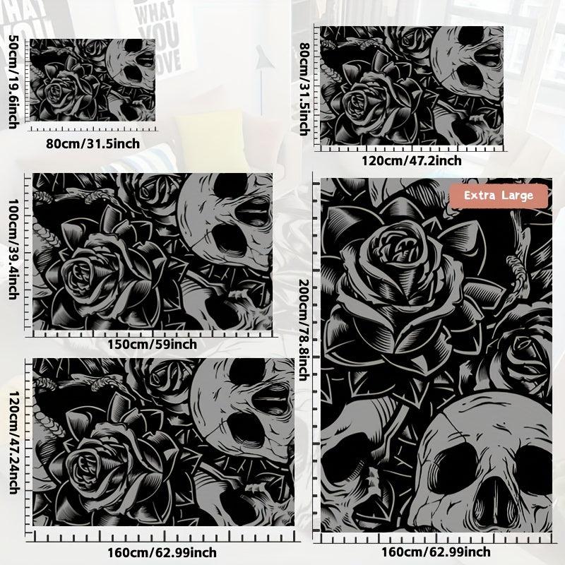 Skull Rose Print Non-slip Resistant Rug Waterproof Carpet