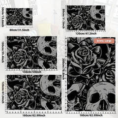 Skull Rose Print Non-slip Resistant Rug Waterproof Carpet