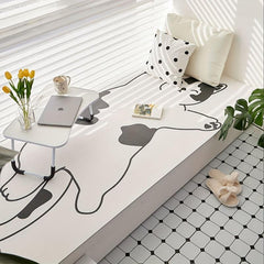 Lazy Animal Pattern Fleece Window Mat, Non-Slip Desk Bedroom Carpet