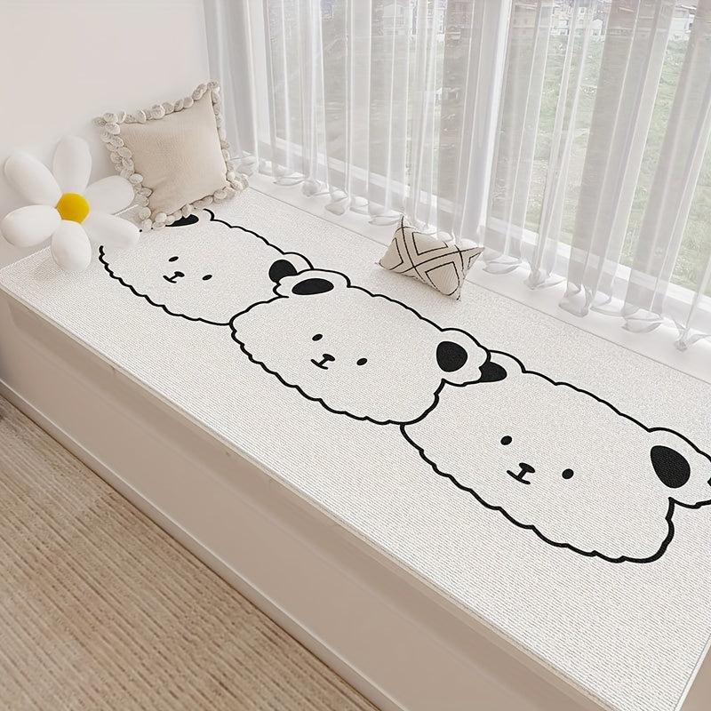 Lazy Animal Pattern Fleece Window Mat, Non-Slip Desk Bedroom Carpet