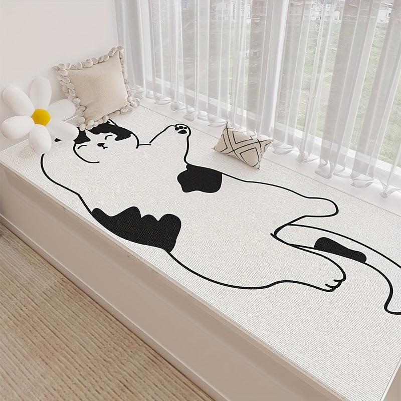 Lazy Animal Pattern Fleece Window Mat, Non-Slip Desk Bedroom Carpet