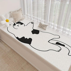Lazy Animal Pattern Fleece Window Mat, Non-Slip Desk Bedroom Carpet